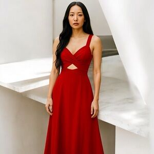 Long  red cut out Sleeveless formal dress size 0